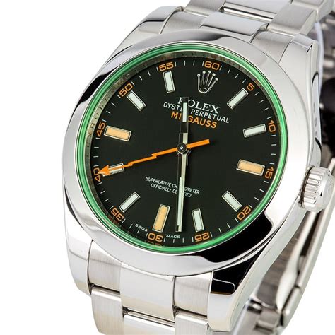 rolex milgauss green crystal price|rolex milgauss price chart.